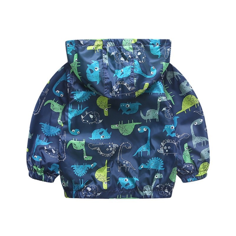 Áo khoác dù có nón họa tiết khủng long đáng yêu cho bé