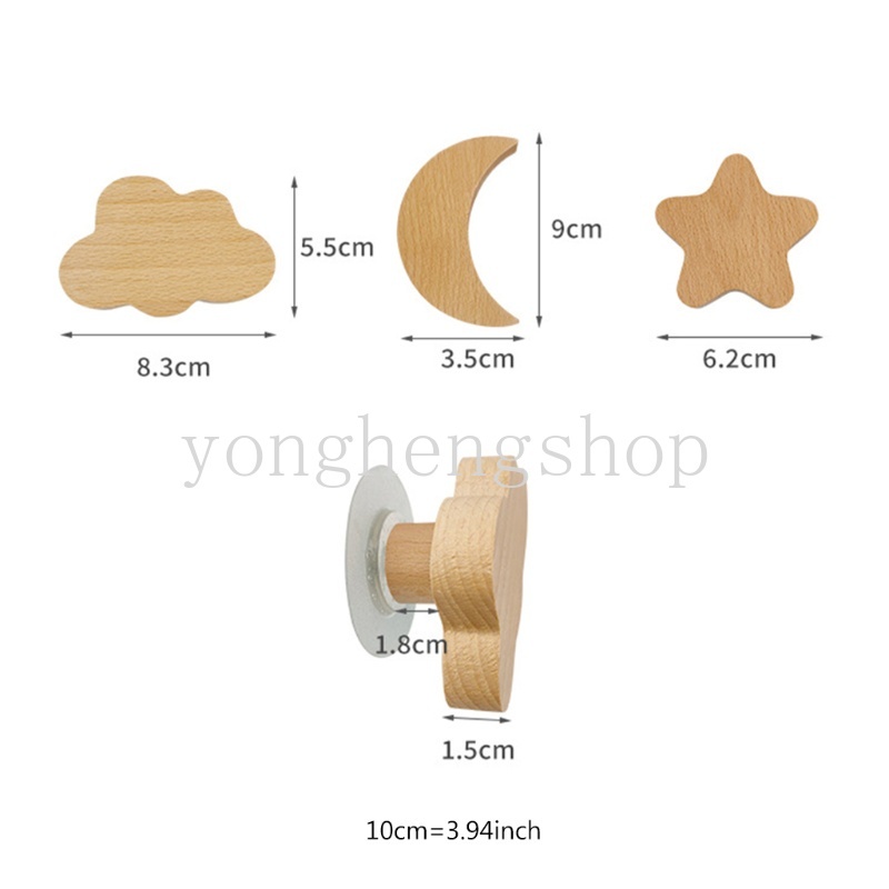 Móc Treo Đồ Gắn Tường Hình Ngôi Sao Mặt Trăng Bằng Gỗ Độc Đáo Trang Trí Nhà Cửa