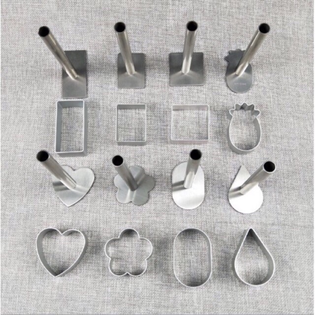 Khuôn Nhấn Bánh Dứa, Trái Tim, Bông Hoa chất liệu nhôm không gỉ