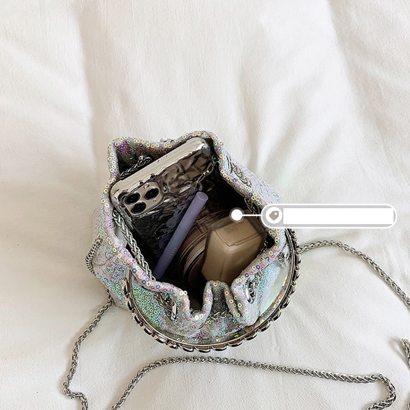 Túi đeo chéo mini IELGY đính sequin phối dây xích thời trang dành cho nữ