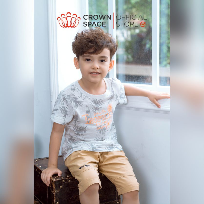 Áo Phông Tropical Cho Bé Trai Crown Space Fashion CKBS2110803 TShirt Vải Cotton Thoáng Mát Từ Size 2-9