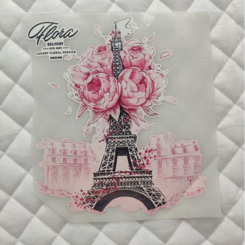 Hình dán nhiệt đủ size - Tháp hoa Paris