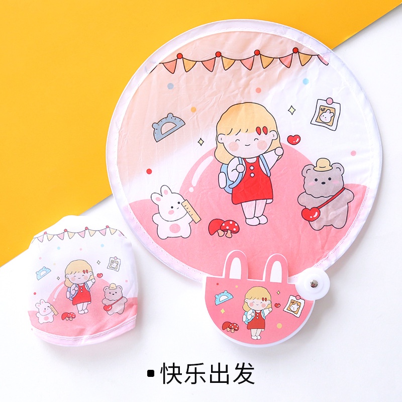 Quạt cầm tay gấp gọn họa tiết hoạt hình siêu đáng yêu