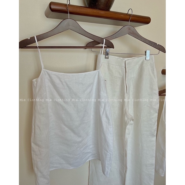 MIE MIN Quần Linen cài móc dài