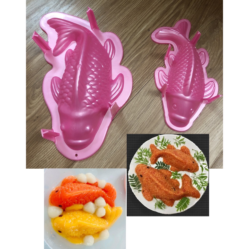 Khuôn rau cau, ép xôi hình cá chép 20-26cm