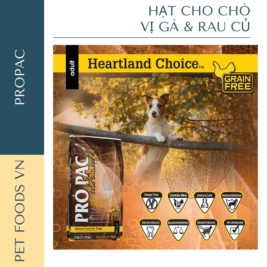 Hạt cho chó PROPAC Heartland Choice 12kg vị Gà &amp; Rau Củ