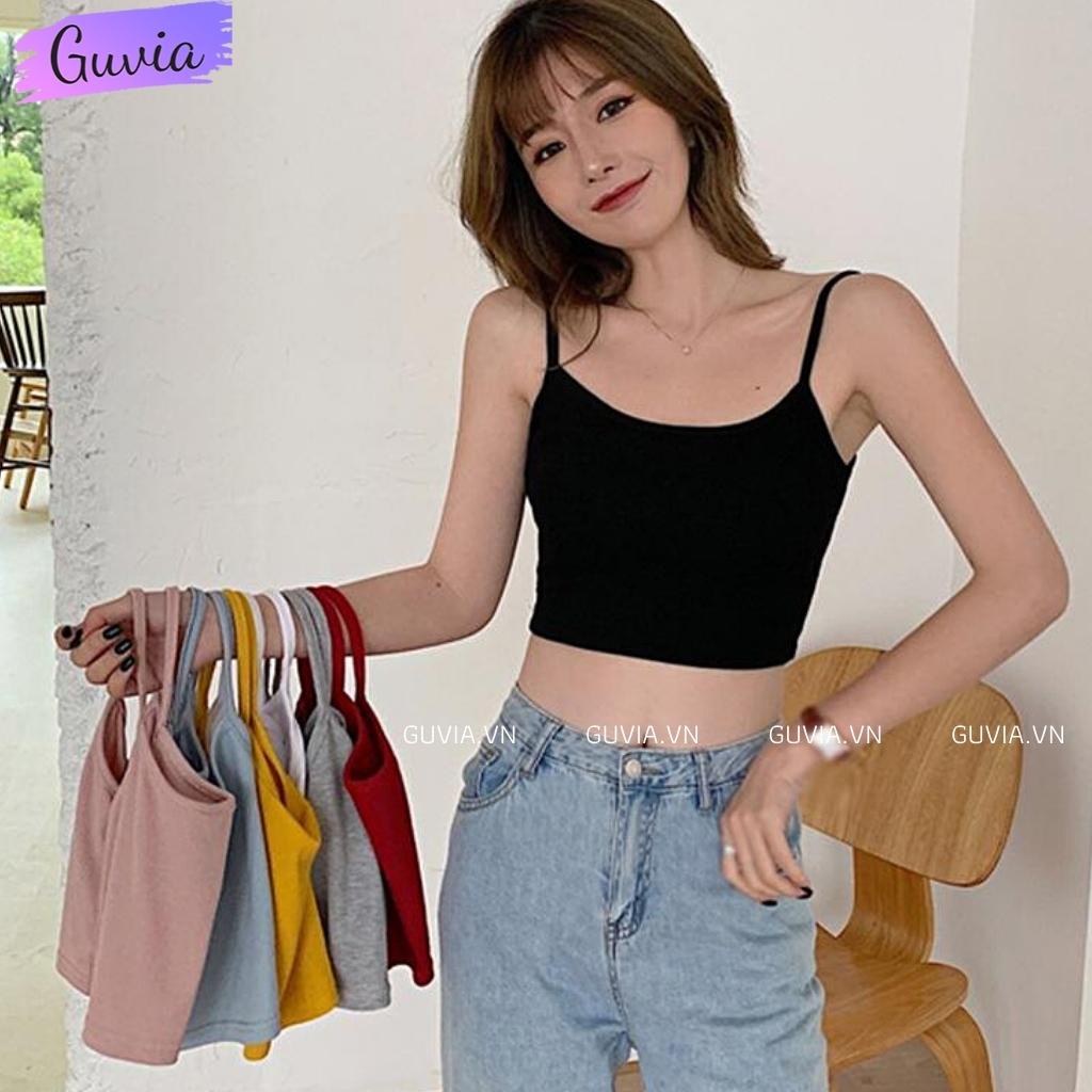 Áo Croptop 2 dây mảnh Phong Cách, Áo kiểu nữ chất vải tốt mặc đẹp GUVIA | BigBuy360 - bigbuy360.vn