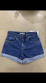 Quần short jeans nữ cạp cao dáng A