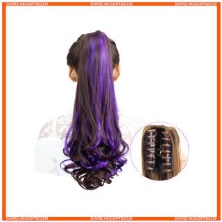 Tóc giả line màu ngoạm xoăn đuôi cao cấp chất liệu tơ nhân tạo 48cm