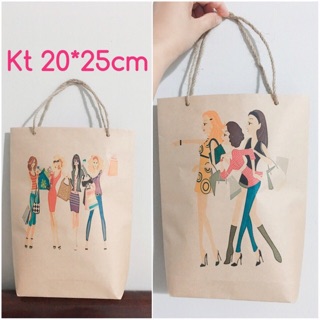 COMBO 10 TÚI GIẤY KRAFT QUAI CÓI THỜI TRANG KT 20*25cm