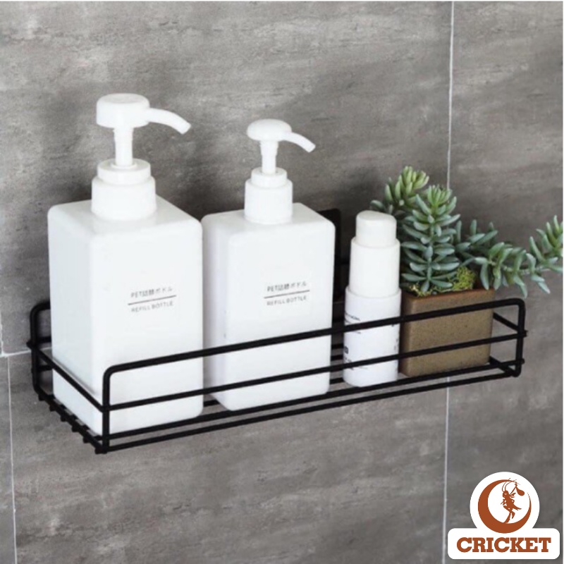 Kệ hình chữ nhật dán tường sơn tĩnh điện màu đen nhỏ gọn, tiện lợi, tiết kiệm không gian, chống gỉ sét