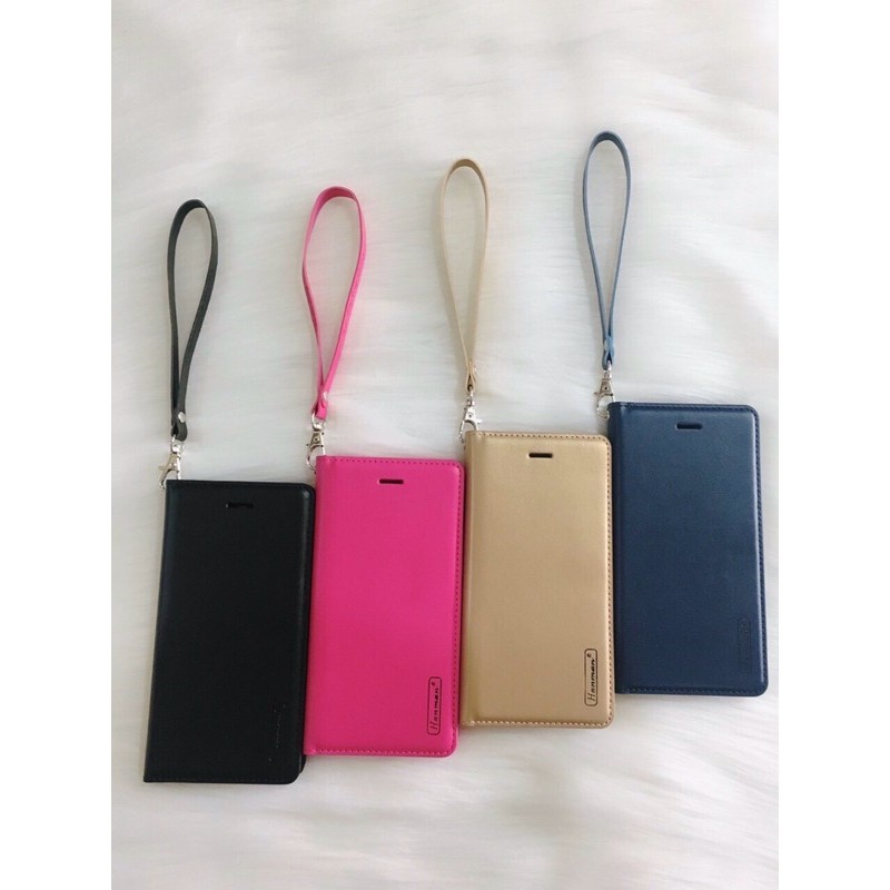 Bao da điện thoại Hanman có dây đeo, mặt trong có ngăn nhỏ đựng thẻ, đủ dòng máy IPhone/samsung /Oppo