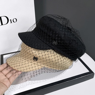 Mũ Beret Vải Gạc Phong Cách Anh Quốc Cổ Điển Thủy Thủ Anh Quốc Mùa Thu Logo M Newsboy Cho Nữ