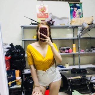 Áo thun đắp chéo nữ(chất vải hàng bao đẹp)
