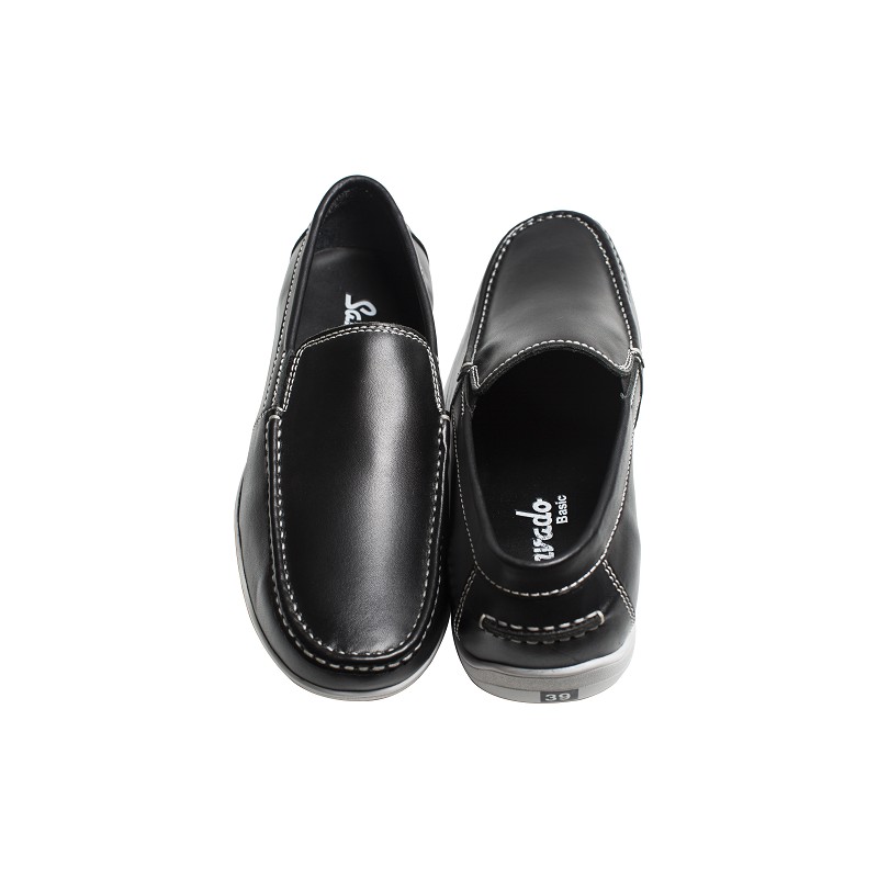 Giày lười nam da trơn màu đen VA-1535