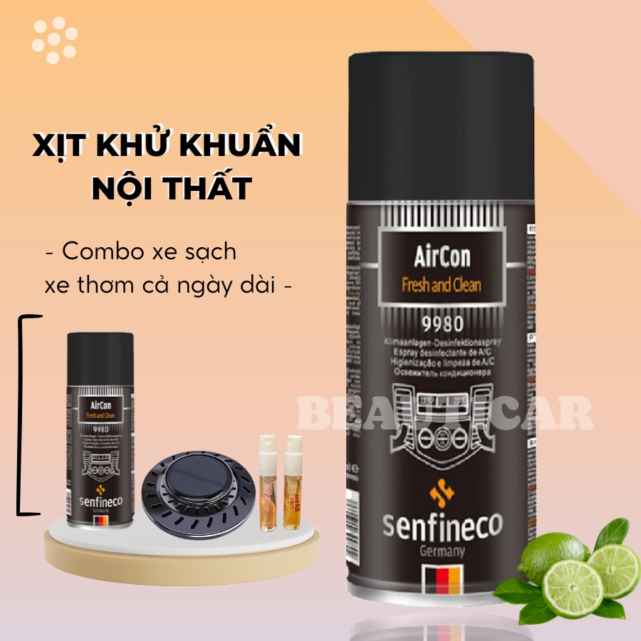 Xịt khử mùi ô tô Senfineco AirCon nhập khẩu từ Đức hương chanh dịu nhẹ 200ml