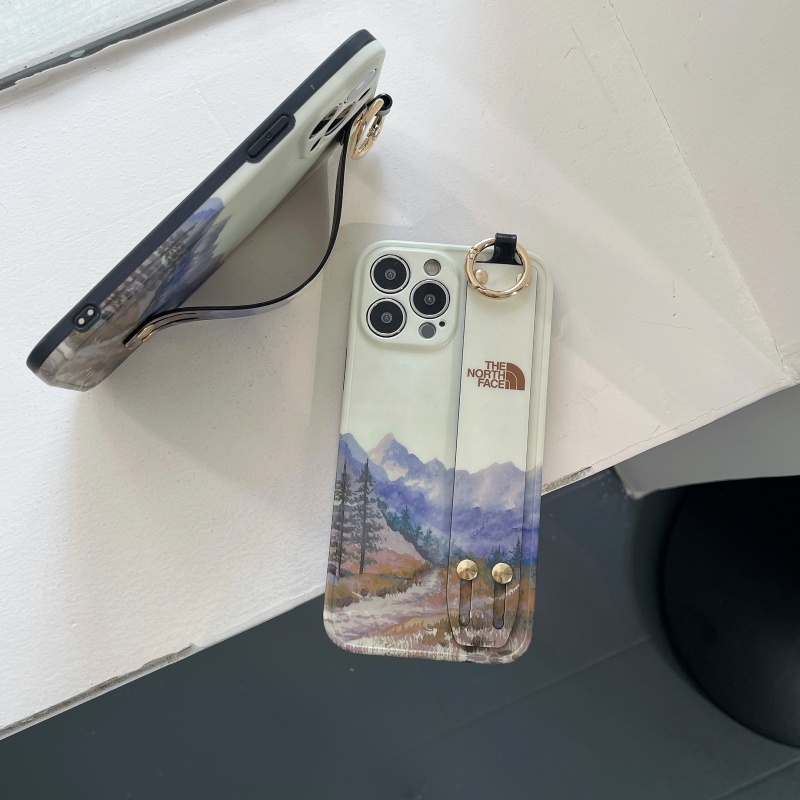 Ốp Điện Thoại In Hình Núi Tuyết Bắc Âu Có Dây Đeo Bảo Vệ Ống Kính Cho iPhone 14 13 12 11 Pro Max Plus