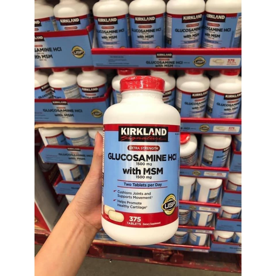 Glucosamin Kirkland Hổ Trợ Xương Khớp HCL & MSM 1500mg - 375 viên Mỹ