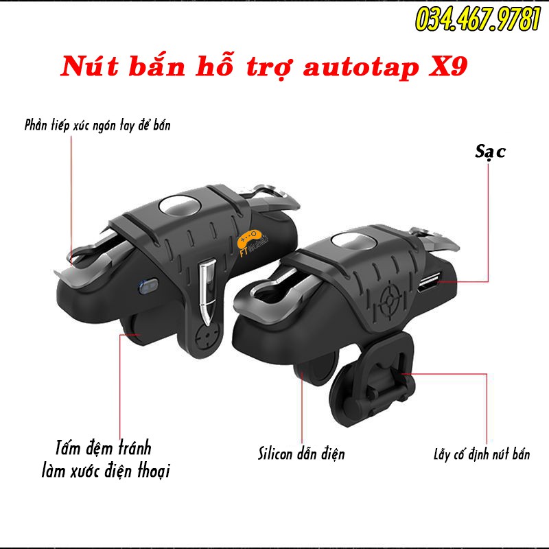 [Mã ELFLASH5 giảm 20K đơn 50K] Nút bắn Autotap X9 - Nút bấm hỗ trợ autotap mọi game FPS trên mobile