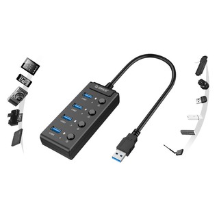 Bộ chia 4 cổng USB 3.0 Orico W9PH4 có nút nguồn