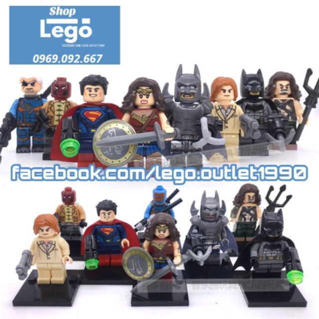 Xếp hình Justice League Batman - Wonder Woman - Luther - Deathstroke - Red Hood - Super man Lego Minifigures Xinh X0108