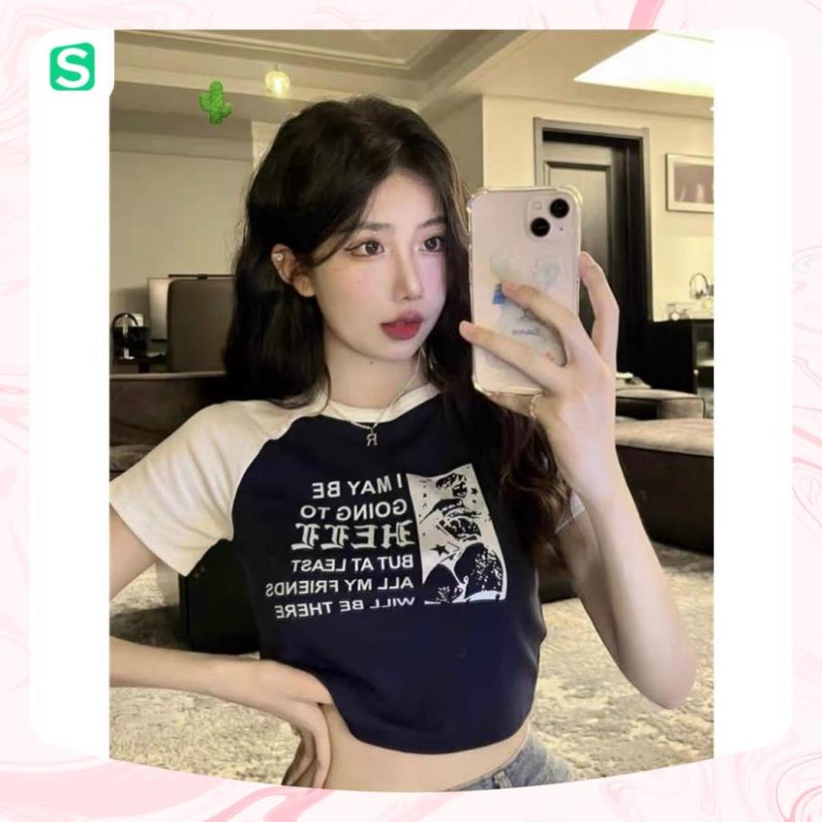 FreeShip -  Áo Croptop,  Áo thun raplan HELL