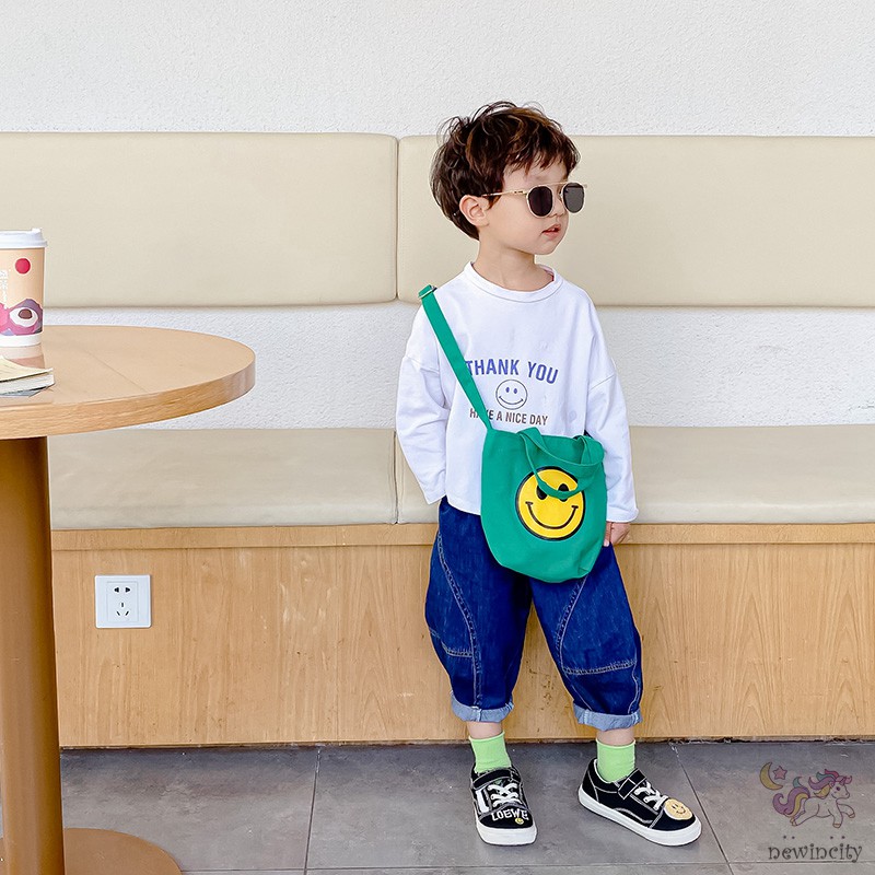 Túi Xách Tay Vải Canvas In Hoạt Hình Kiểu Hàn Quốc Xinh Xắn Cho Bé