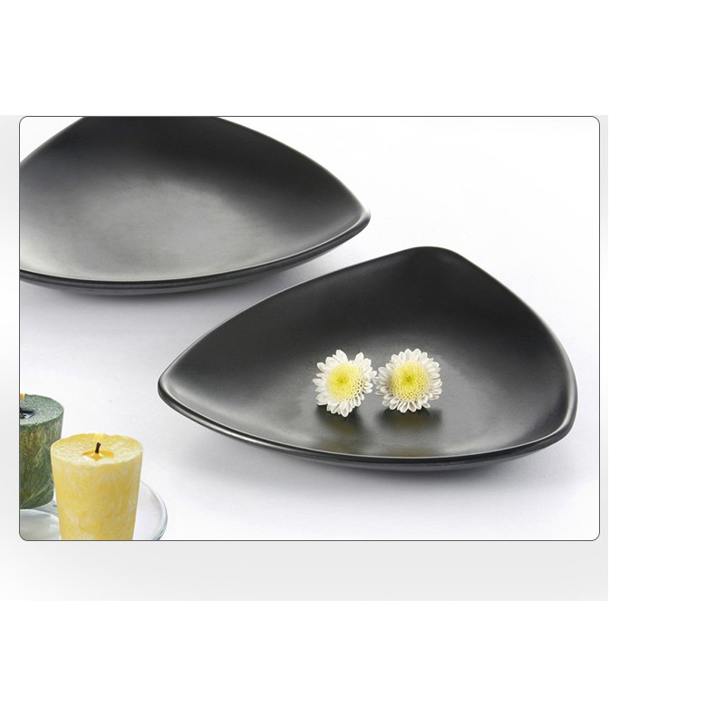 [h2kshop.vn] Đĩa Tam Giác Trơn Kiểu Bát Đĩa Nhựa Melamine Hàn Quốc 20.5cm 3008