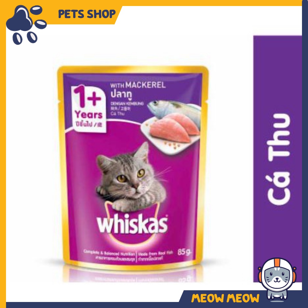 Pate whiskas cho mèo lớn | Túi 80g | Pate dinh dưỡng cho mèo lớn.