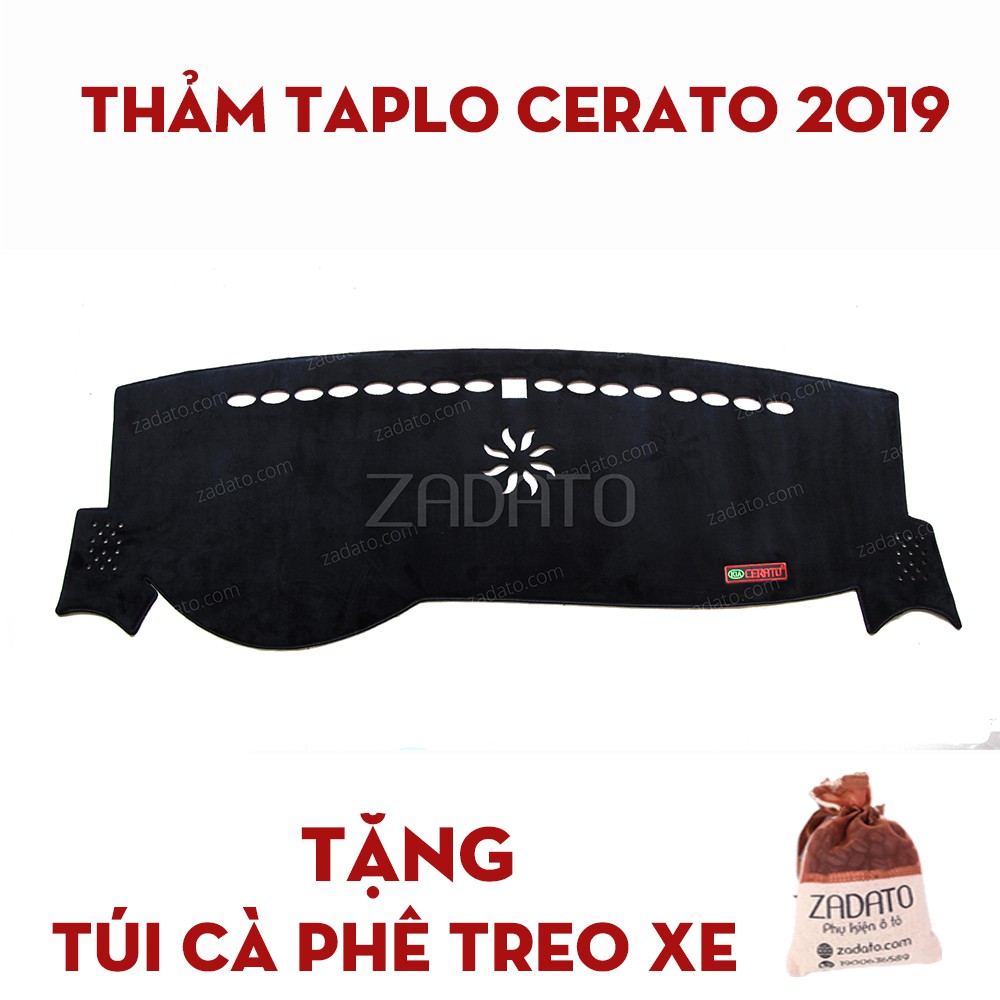 Thảm Taplo Kia Cerato - Thảm Chống Nóng Taplo Lông Cừu - TẶNG: Túi Cafe Treo Xe