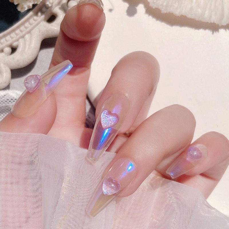 1 Hộp Đá Pha Lê 3D Trong Suốt Hình Trái Tim Trang Trí Móng Tay Nghệ Thuật