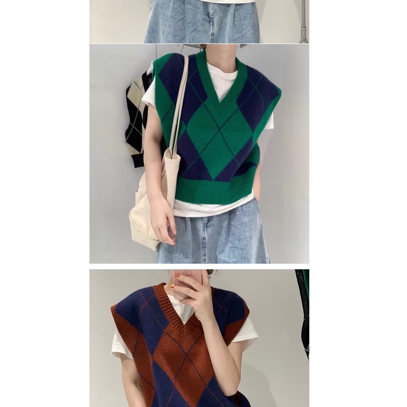 Áo khoác len cardigan không tay dáng rộng phong cách retro Hàn Quốc | BigBuy360 - bigbuy360.vn