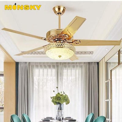 Đèn quạt MONSKY MACAVA động cơ đồng chuẩn mát tiết kiệm năng lượng 3 màu ánh sáng