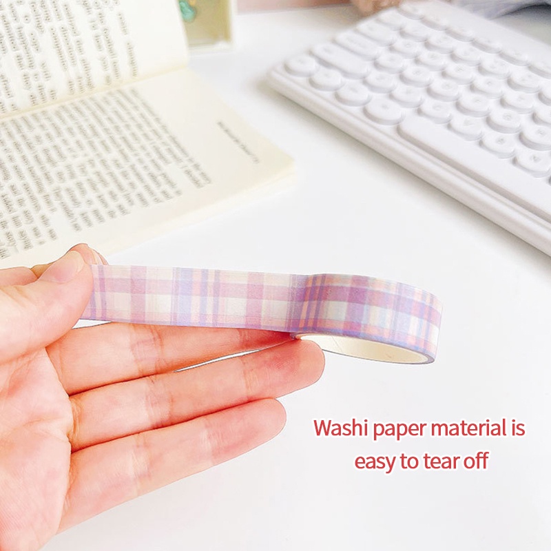 Cuộn Băng Keo Giấy Họa Tiết Sọc Caro Trang Trí Sổ Tay DIY