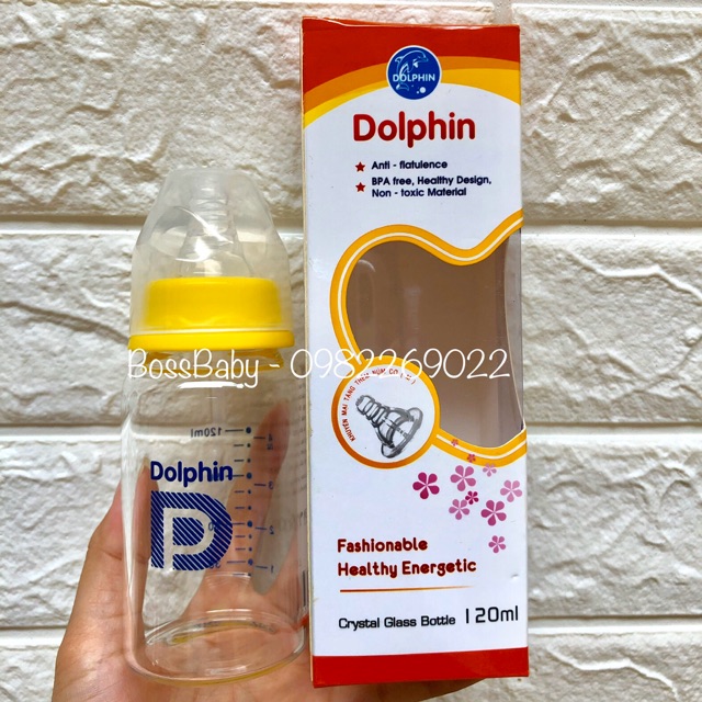 Bình sữa thuỷ tinh Dolphin 120ml/240ml