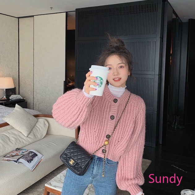 Áo Khoác Cardigan Dệt Kim Tay Dài Dáng Rộng Thời Trang Mùa Thu Cho Nữ