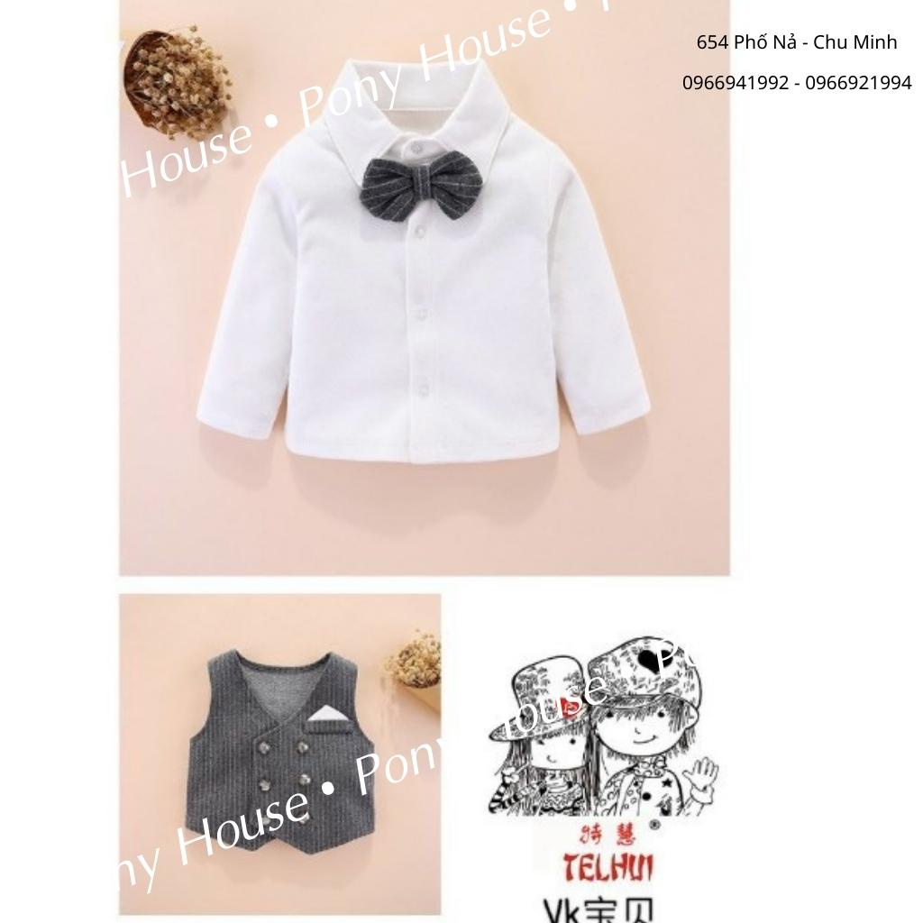 Set Bộ Công Tử Vest 3 chi tiết kèm nơ Chất Cotton Mềm, Mịn, Dày Dặn dành cho bé trai 3-24m