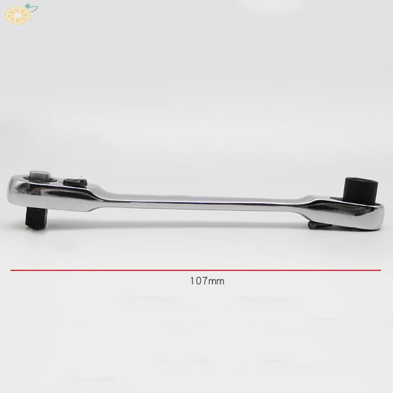 Cờ lê hai đầu tay cầm màu đen và bạc 107mm ren 1/4&quot; đảo chiều nhanh