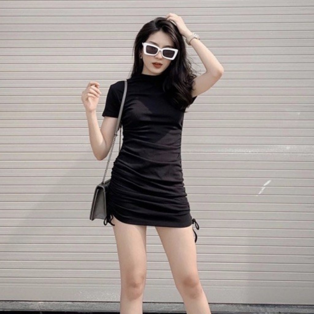 [Mã FAMARAL1 giảm 10K đơn 50K] Đầm Body Trơn Rút Dây GenY Váy Ôm Nhún Thân Chất Vải Thun Gân Mềm Mịn | BigBuy360 - bigbuy360.vn