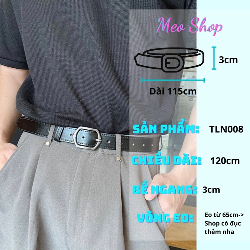 THẮT LƯNG NAM Lục Giác Meo shop TLN008 thời trang Dây Nịt Lưng quần da nam nữ Unisex trẻ trung học sinh viên cá tính