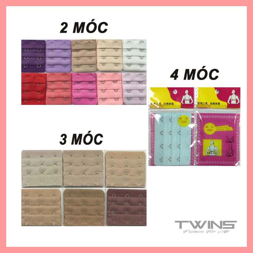 Dây nối móc nối rộng tăng size áo ngực chất liệu thép không gỉ loại 2 hàng, 3 hàng, 4 hàng móc