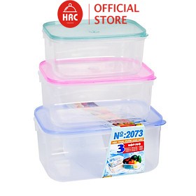 Bộ 3 hộp đựng thực phẩm 2073 Song Long nắp chặt chẽ