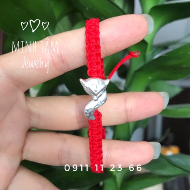 Vòng dây tết chỉ đỏ may mắn hồ ly bạc cao cấp-Minh Tâm Jewelry