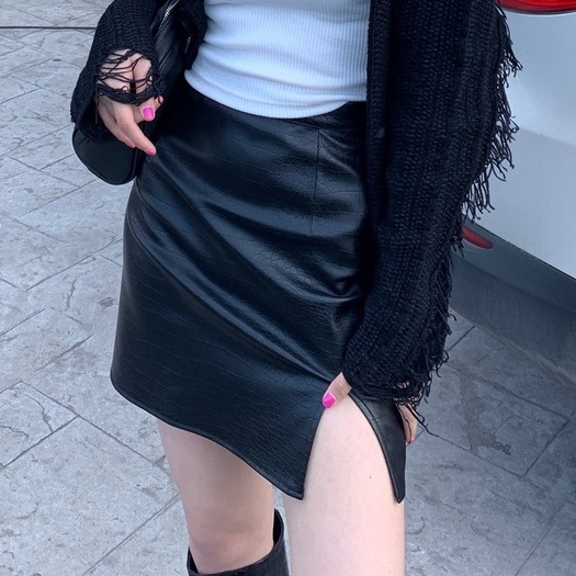 Chân Váy Da Vân Cá Sấu Xẻ Tà Thời Trang Becky sexy quyến rũ