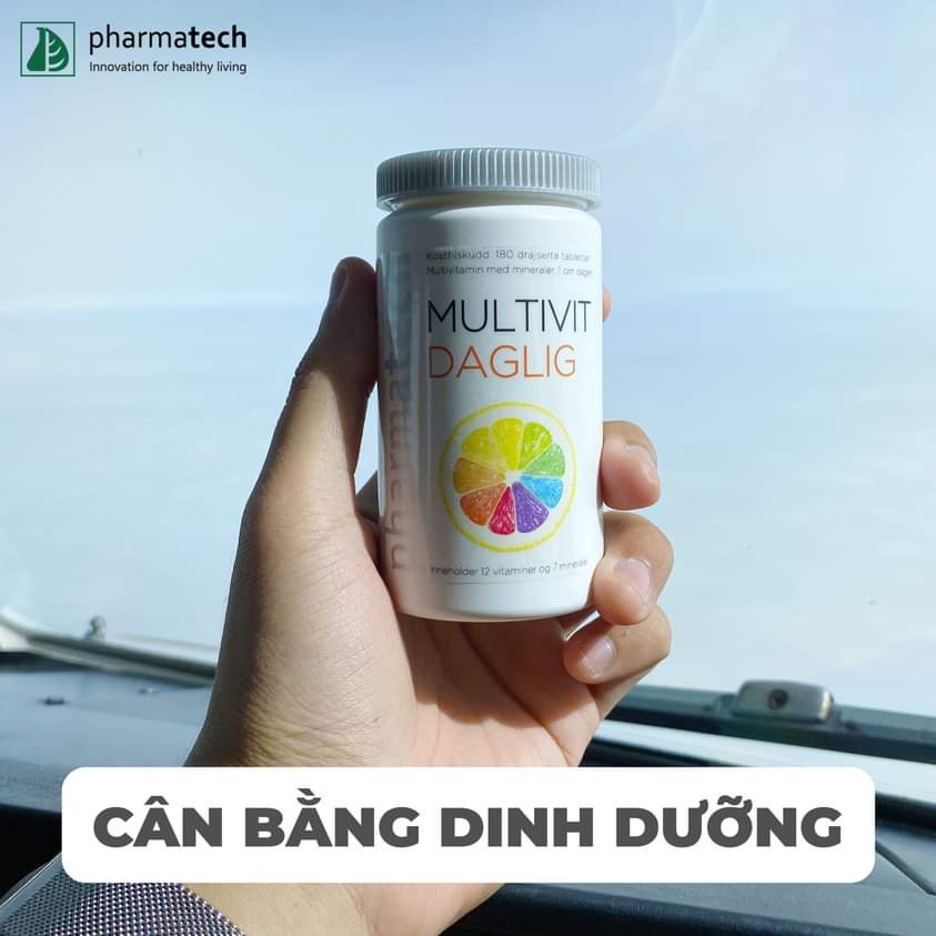 Viên uống bổ sung 12 loại vitamin khoáng chất Pharmatech Multivit Daglig 180 viên