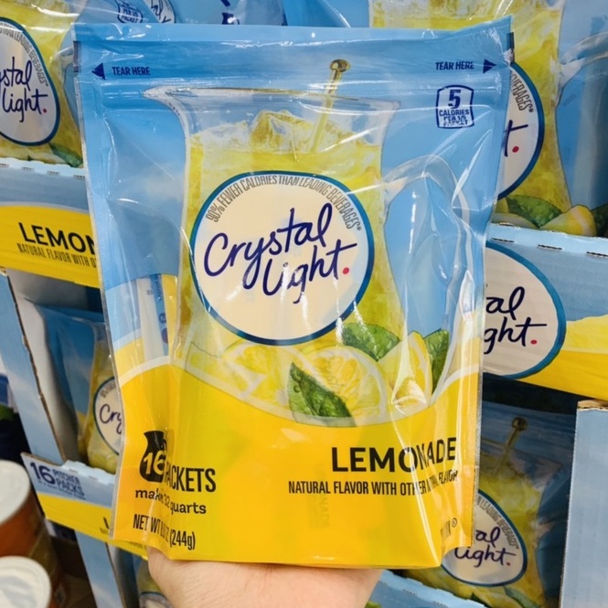 DATE 8.22 Bột Pha Nước Chanh Crystal Light Lemonade 16 Gói