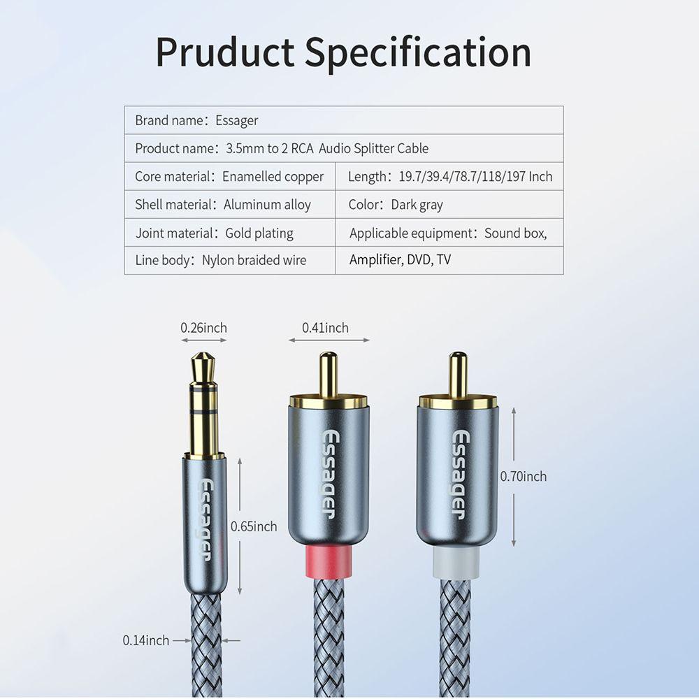 BTLIMER Cáp Chuyển Đổi RCA Đầu 3.5Mm Sang 2RCA Chuyên Dụng Cho tv Box apple tv