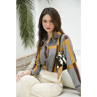 Áo Sơ Mi Lụa Sọc Brown Yellow