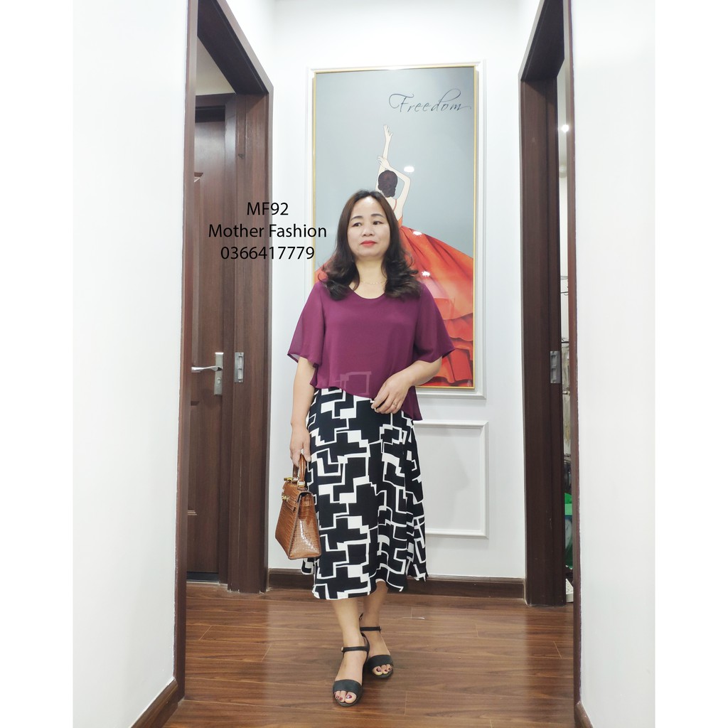 Đầm trung niên sang trọng, váy đầm dự tiệc nữ trung tuổi, cho bà cho mẹ MF92