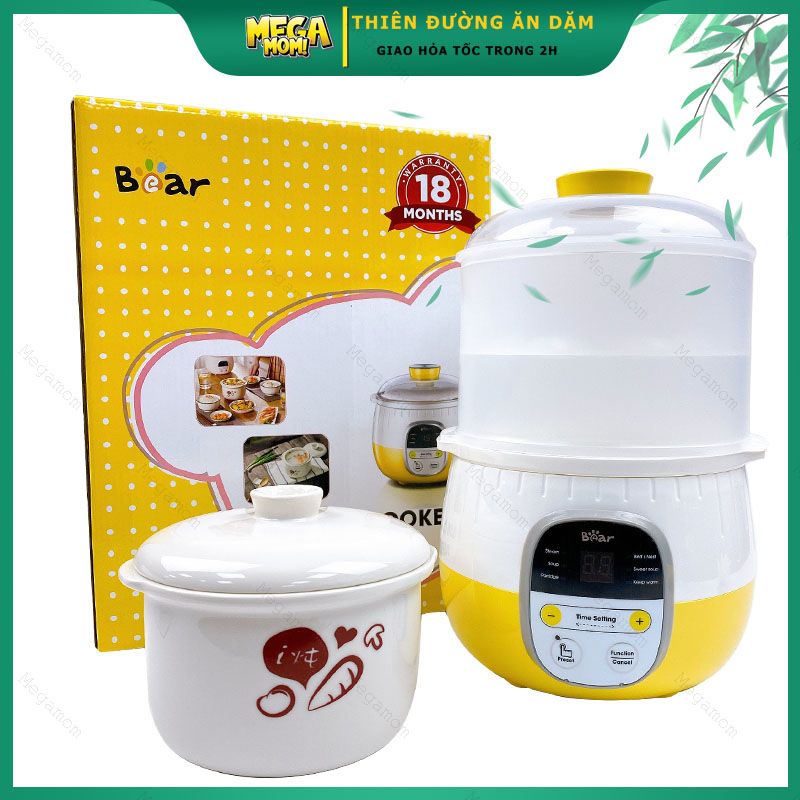 Nồi nấu cháo chậm, ninh, hầm, hấp cách thuỷ 0.8L bear (Bản quốc tế)